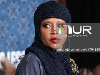 Erykah Badu arrives at the Los Angeles Premiere Of Netflix's 'The Piano Lesson' held at The Egyptian Theatre Hollywood on November 19, 2024...