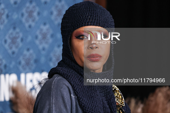 Erykah Badu arrives at the Los Angeles Premiere Of Netflix's 'The Piano Lesson' held at The Egyptian Theatre Hollywood on November 19, 2024...