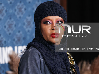 Erykah Badu arrives at the Los Angeles Premiere Of Netflix's 'The Piano Lesson' held at The Egyptian Theatre Hollywood on November 19, 2024...