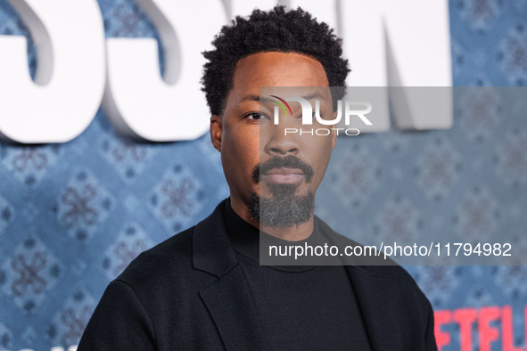 Corey Hawkins arrives at the Los Angeles Premiere Of Netflix's 'The Piano Lesson' held at The Egyptian Theatre Hollywood on November 19, 202...