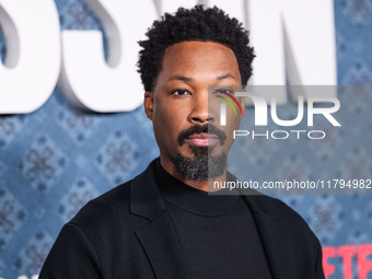 Corey Hawkins arrives at the Los Angeles Premiere Of Netflix's 'The Piano Lesson' held at The Egyptian Theatre Hollywood on November 19, 202...