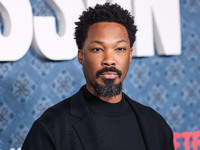 Corey Hawkins arrives at the Los Angeles Premiere Of Netflix's 'The Piano Lesson' held at The Egyptian Theatre Hollywood on November 19, 202...