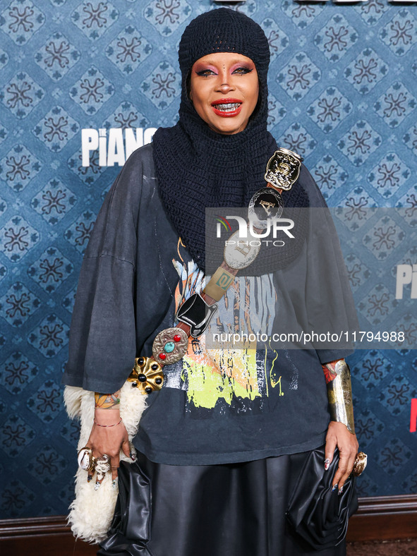 Erykah Badu arrives at the Los Angeles Premiere Of Netflix's 'The Piano Lesson' held at The Egyptian Theatre Hollywood on November 19, 2024...