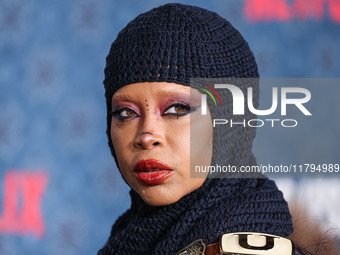 Erykah Badu arrives at the Los Angeles Premiere Of Netflix's 'The Piano Lesson' held at The Egyptian Theatre Hollywood on November 19, 2024...