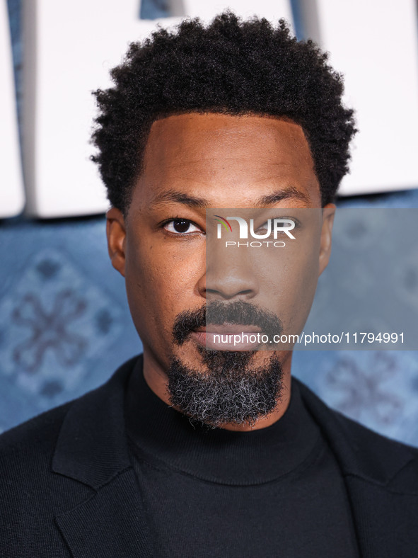 Corey Hawkins arrives at the Los Angeles Premiere Of Netflix's 'The Piano Lesson' held at The Egyptian Theatre Hollywood on November 19, 202...