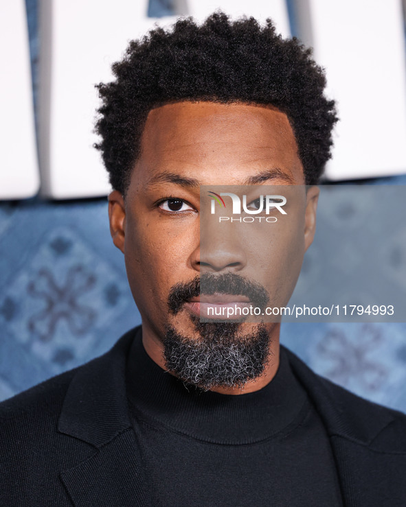 Corey Hawkins arrives at the Los Angeles Premiere Of Netflix's 'The Piano Lesson' held at The Egyptian Theatre Hollywood on November 19, 202...