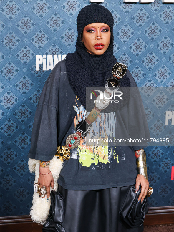 Erykah Badu arrives at the Los Angeles Premiere Of Netflix's 'The Piano Lesson' held at The Egyptian Theatre Hollywood on November 19, 2024...