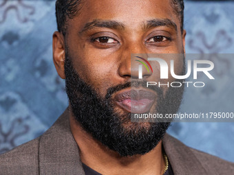 John David Washington arrives at the Los Angeles Premiere Of Netflix's 'The Piano Lesson' held at The Egyptian Theatre Hollywood on November...