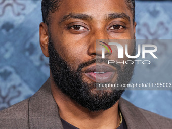 John David Washington arrives at the Los Angeles Premiere Of Netflix's 'The Piano Lesson' held at The Egyptian Theatre Hollywood on November...