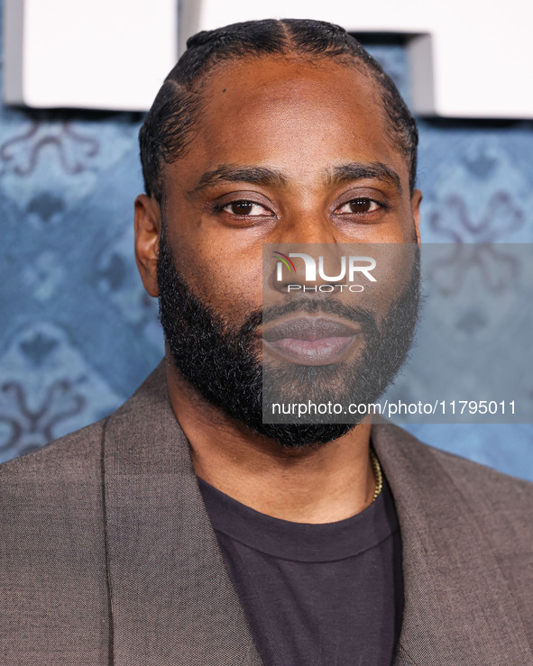 John David Washington arrives at the Los Angeles Premiere Of Netflix's 'The Piano Lesson' held at The Egyptian Theatre Hollywood on November...