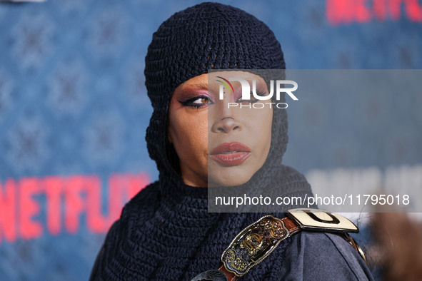 Erykah Badu arrives at the Los Angeles Premiere Of Netflix's 'The Piano Lesson' held at The Egyptian Theatre Hollywood on November 19, 2024...