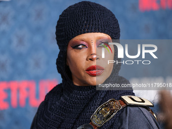 Erykah Badu arrives at the Los Angeles Premiere Of Netflix's 'The Piano Lesson' held at The Egyptian Theatre Hollywood on November 19, 2024...