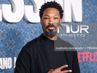 Corey Hawkins arrives at the Los Angeles Premiere Of Netflix's 'The Piano Lesson' held at The Egyptian Theatre Hollywood on November 19, 202...