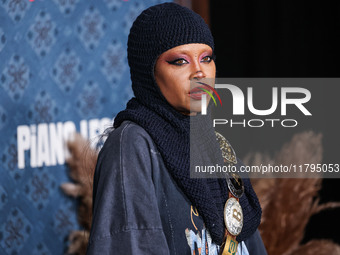 Erykah Badu arrives at the Los Angeles Premiere Of Netflix's 'The Piano Lesson' held at The Egyptian Theatre Hollywood on November 19, 2024...