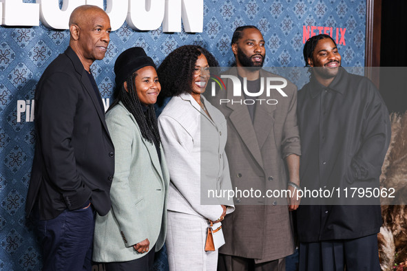 Denzel Washington, Katia Washington, Pauletta Washington, John David Washington and Malcolm Washington arrive at the Los Angeles Premiere Of...