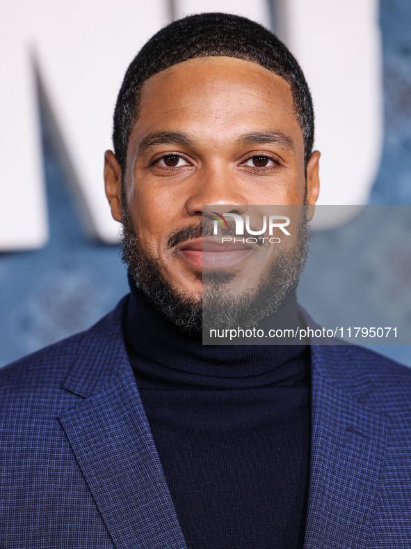 Ray Fisher arrives at the Los Angeles Premiere Of Netflix's 'The Piano Lesson' held at The Egyptian Theatre Hollywood on November 19, 2024 i...