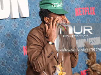 Tyler, The Creator arrives at the Los Angeles Premiere Of Netflix's 'The Piano Lesson' held at The Egyptian Theatre Hollywood on November 19...