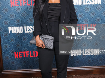 Andrea Mona Bowman arrives at the Los Angeles Premiere Of Netflix's 'The Piano Lesson' held at The Egyptian Theatre Hollywood on November 19...