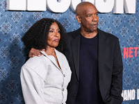 Pauletta Washington and husband Denzel Washington arrive at the Los Angeles Premiere Of Netflix's 'The Piano Lesson' held at The Egyptian Th...