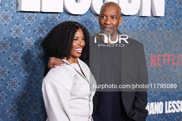 Pauletta Washington and husband Denzel Washington arrive at the Los Angeles Premiere Of Netflix's 'The Piano Lesson' held at The Egyptian Th...