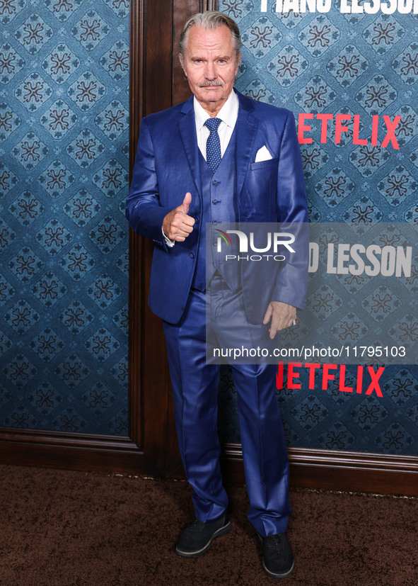 John Savage arrives at the Los Angeles Premiere Of Netflix's 'The Piano Lesson' held at The Egyptian Theatre Hollywood on November 19, 2024...