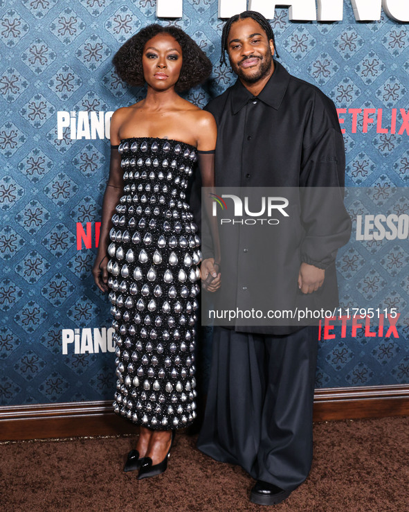 Danielle Deadwyler and Malcolm Washington arrive at the Los Angeles Premiere Of Netflix's 'The Piano Lesson' held at The Egyptian Theatre Ho...