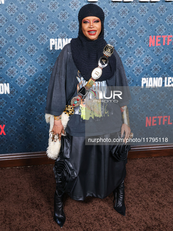 Erykah Badu arrives at the Los Angeles Premiere Of Netflix's 'The Piano Lesson' held at The Egyptian Theatre Hollywood on November 19, 2024...