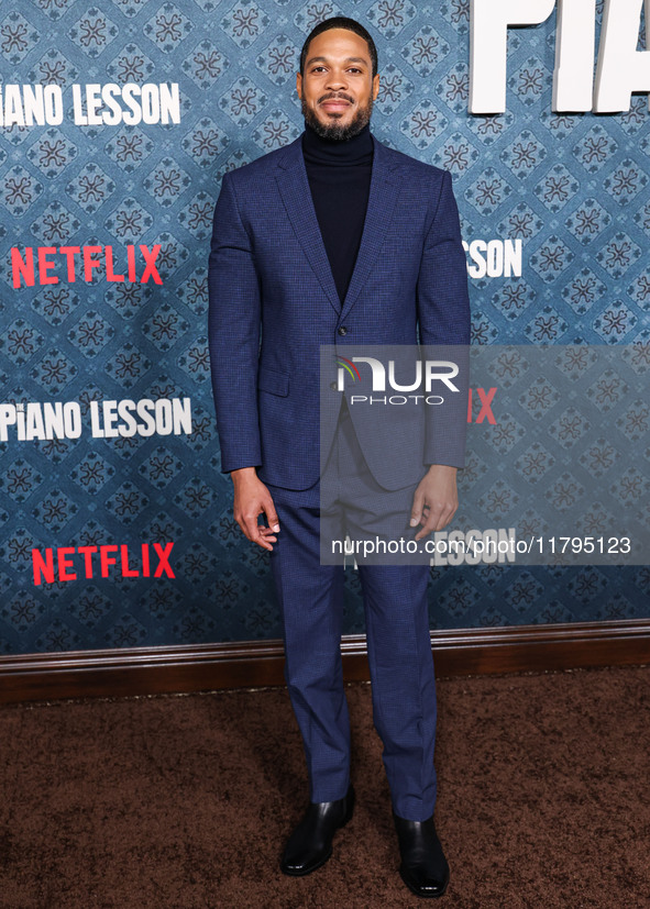 Ray Fisher arrives at the Los Angeles Premiere Of Netflix's 'The Piano Lesson' held at The Egyptian Theatre Hollywood on November 19, 2024 i...