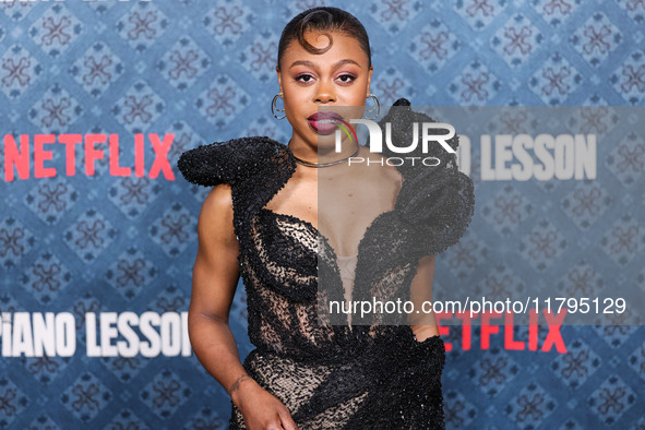 Gail Bean arrives at the Los Angeles Premiere Of Netflix's 'The Piano Lesson' held at The Egyptian Theatre Hollywood on November 19, 2024 in...