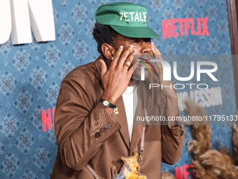 Tyler, The Creator arrives at the Los Angeles Premiere Of Netflix's 'The Piano Lesson' held at The Egyptian Theatre Hollywood on November 19...