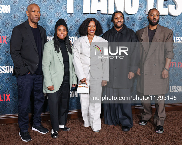 Denzel Washington, Katia Washington, Pauletta Washington, Malcolm Washington and John David Washington arrive at the Los Angeles Premiere Of...