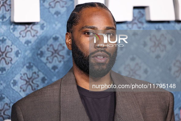 John David Washington arrives at the Los Angeles Premiere Of Netflix's 'The Piano Lesson' held at The Egyptian Theatre Hollywood on November...