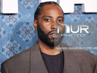 John David Washington arrives at the Los Angeles Premiere Of Netflix's 'The Piano Lesson' held at The Egyptian Theatre Hollywood on November...