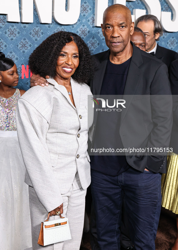 Pauletta Washington and husband Denzel Washington arrive at the Los Angeles Premiere Of Netflix's 'The Piano Lesson' held at The Egyptian Th...