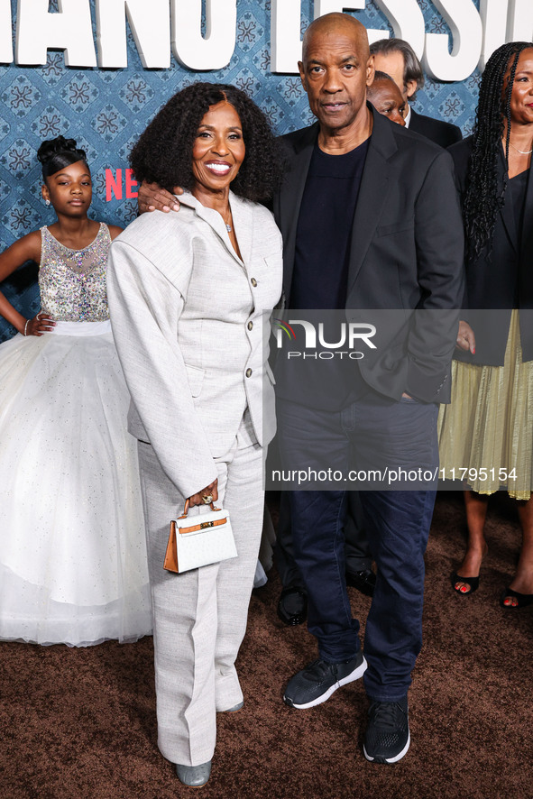 Pauletta Washington and husband Denzel Washington arrive at the Los Angeles Premiere Of Netflix's 'The Piano Lesson' held at The Egyptian Th...