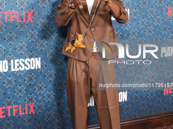 Tyler, The Creator arrives at the Los Angeles Premiere Of Netflix's 'The Piano Lesson' held at The Egyptian Theatre Hollywood on November 19...