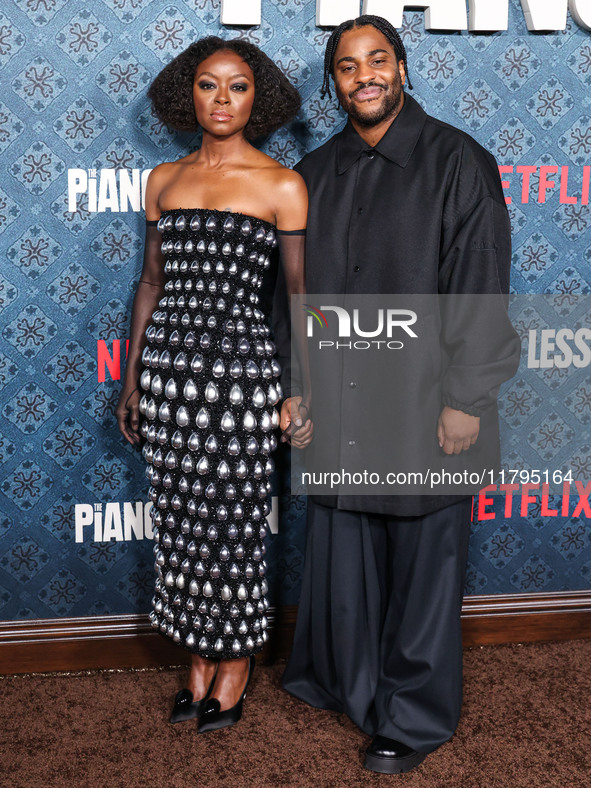 Danielle Deadwyler and Malcolm Washington arrive at the Los Angeles Premiere Of Netflix's 'The Piano Lesson' held at The Egyptian Theatre Ho...