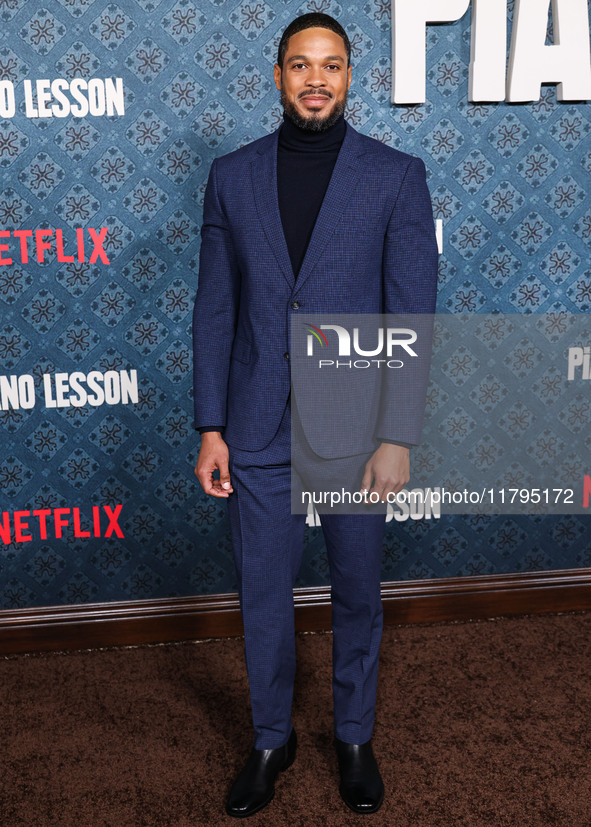 Ray Fisher arrives at the Los Angeles Premiere Of Netflix's 'The Piano Lesson' held at The Egyptian Theatre Hollywood on November 19, 2024 i...