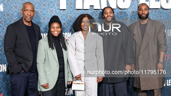 Denzel Washington, Katia Washington, Pauletta Washington, Malcolm Washington and John David Washington arrive at the Los Angeles Premiere Of...