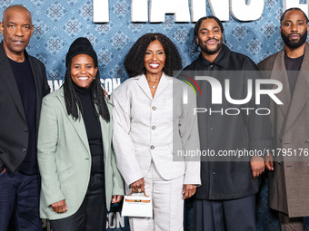 Denzel Washington, Katia Washington, Pauletta Washington, Malcolm Washington and John David Washington arrive at the Los Angeles Premiere Of...