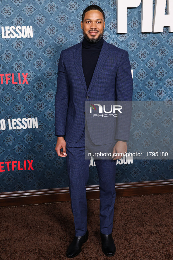 Ray Fisher arrives at the Los Angeles Premiere Of Netflix's 'The Piano Lesson' held at The Egyptian Theatre Hollywood on November 19, 2024 i...