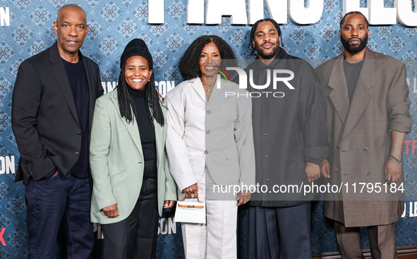 Denzel Washington, Katia Washington, Pauletta Washington, Malcolm Washington and John David Washington arrive at the Los Angeles Premiere Of...