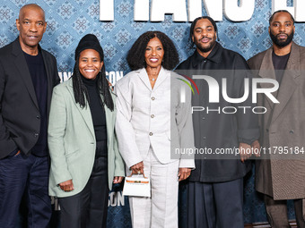 Denzel Washington, Katia Washington, Pauletta Washington, Malcolm Washington and John David Washington arrive at the Los Angeles Premiere Of...