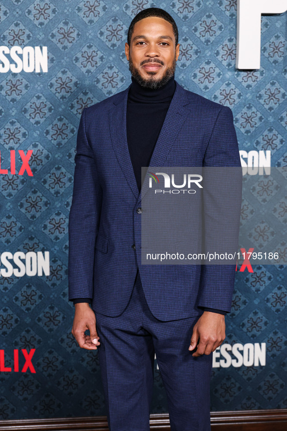 Ray Fisher arrives at the Los Angeles Premiere Of Netflix's 'The Piano Lesson' held at The Egyptian Theatre Hollywood on November 19, 2024 i...