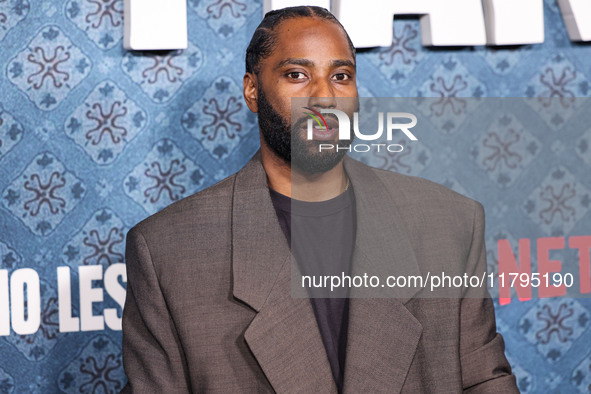 John David Washington arrives at the Los Angeles Premiere Of Netflix's 'The Piano Lesson' held at The Egyptian Theatre Hollywood on November...