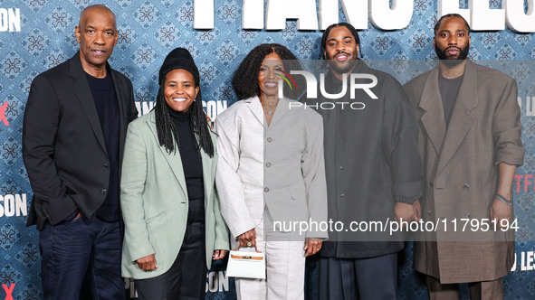 Denzel Washington, Katia Washington, Pauletta Washington, Malcolm Washington and John David Washington arrive at the Los Angeles Premiere Of...