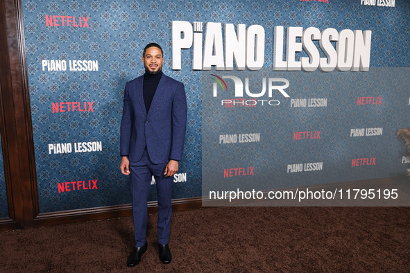 Ray Fisher arrives at the Los Angeles Premiere Of Netflix's 'The Piano Lesson' held at The Egyptian Theatre Hollywood on November 19, 2024 i...