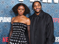 Danielle Deadwyler and Malcolm Washington arrive at the Los Angeles Premiere Of Netflix's 'The Piano Lesson' held at The Egyptian Theatre Ho...