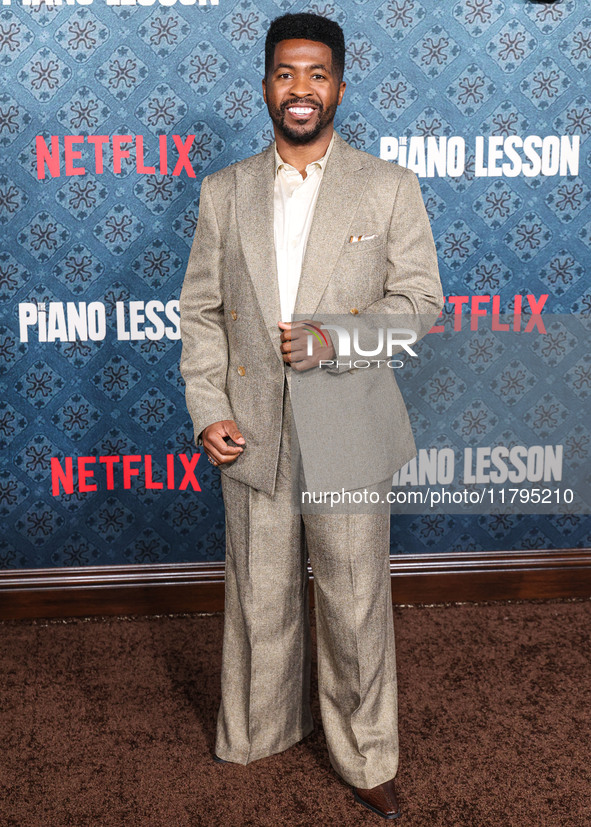 Trell Thomas arrives at the Los Angeles Premiere Of Netflix's 'The Piano Lesson' held at The Egyptian Theatre Hollywood on November 19, 2024...