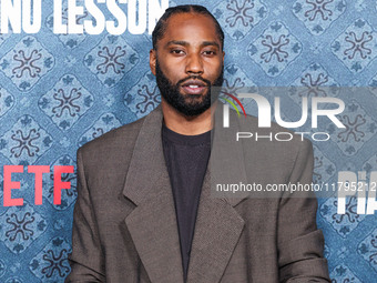 John David Washington arrives at the Los Angeles Premiere Of Netflix's 'The Piano Lesson' held at The Egyptian Theatre Hollywood on November...